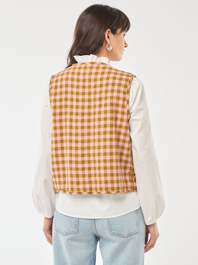 Veste sans manches réversible à carreaux Rose - Kiabi