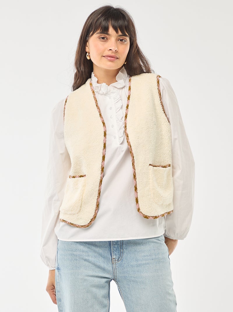 Veste sans manches réversible à carreaux Rose - Kiabi