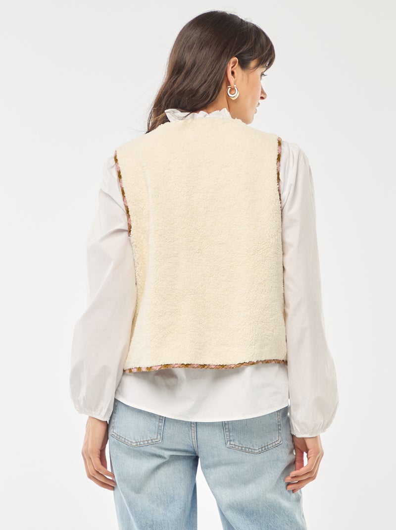 Veste sans manches réversible à carreaux Rose - Kiabi