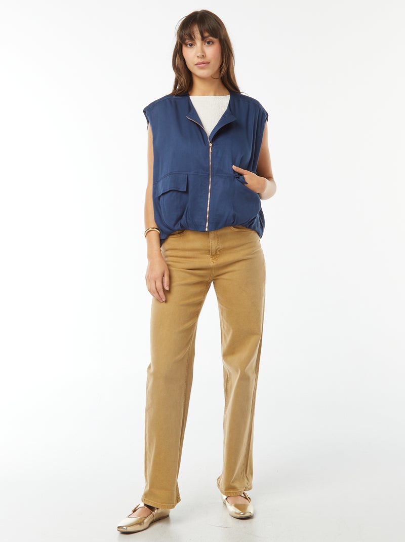 Veste sans manches satinée et zippée Bleu - Kiabi