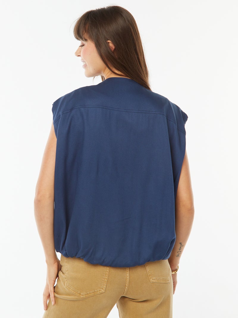 Veste sans manches satinée et zippée Bleu - Kiabi