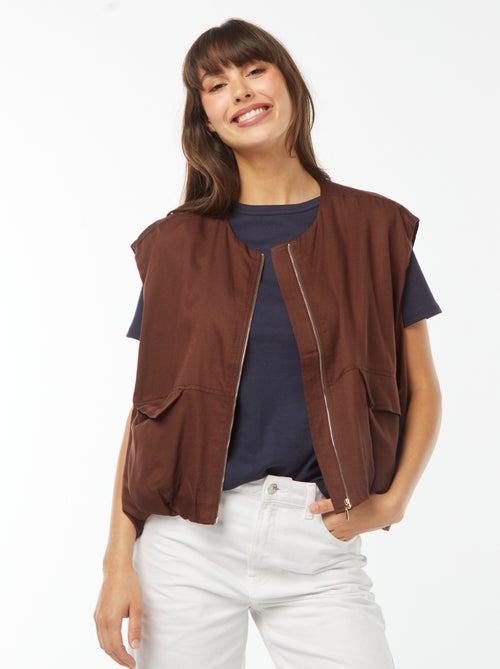 Veste sans manches satinée et zippée - Kiabi