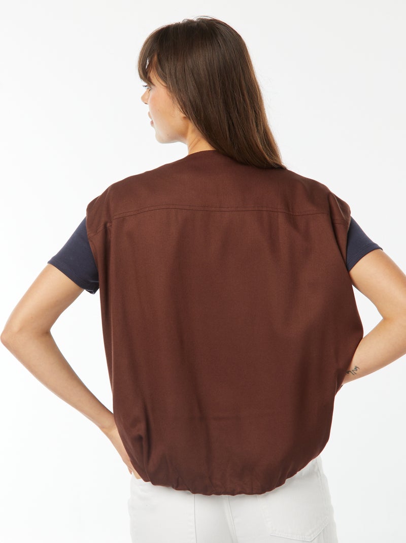 Veste sans manches satinée et zippée Marron - Kiabi