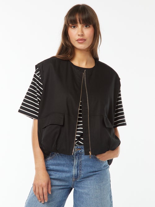 Veste sans manches satinée et zippée - Kiabi