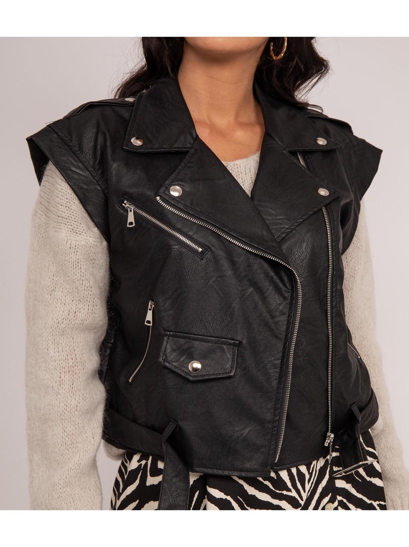 Veste sans manches simili cuir UMOT Noir - Kiabi