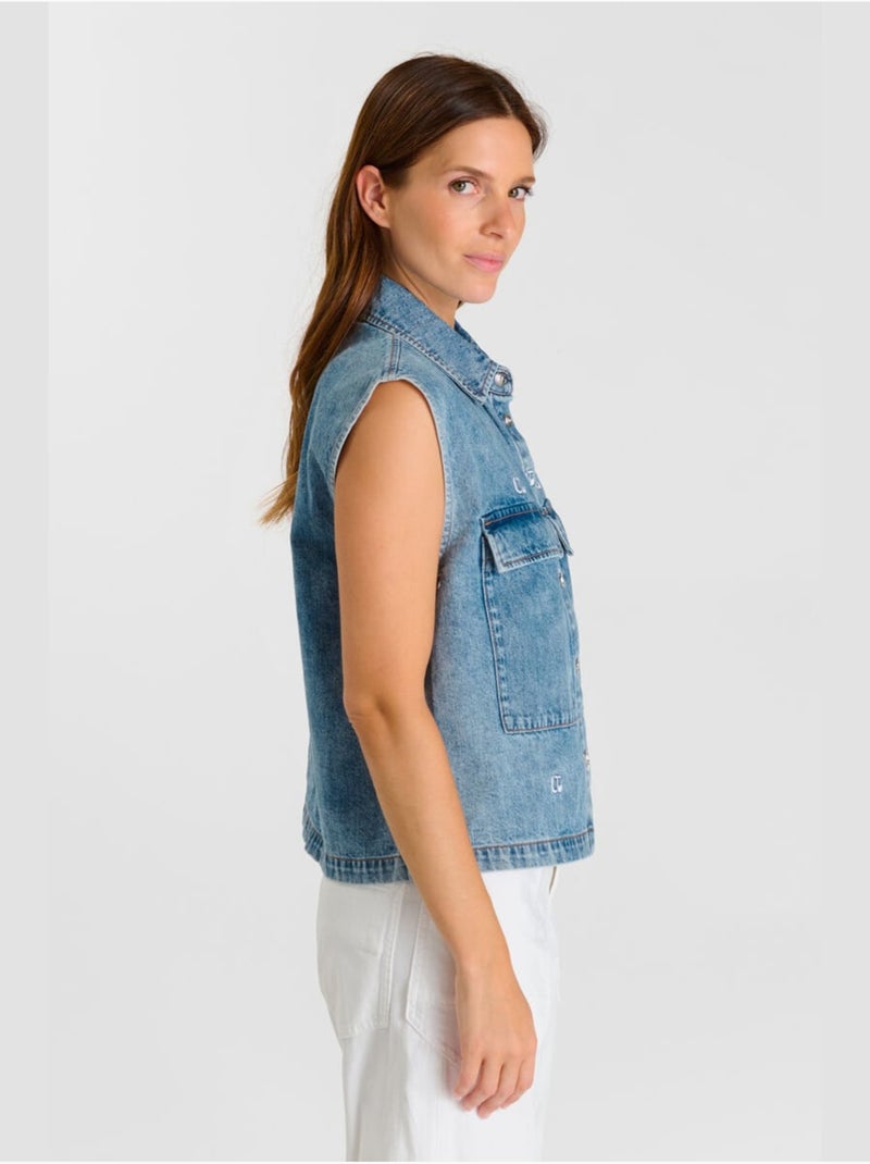 Veste sans manches YANI 'Le Temps Des Cerises' Bleu - Kiabi