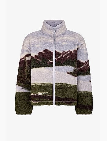 Veste sherpa à imprimé landscape et manches longues penti