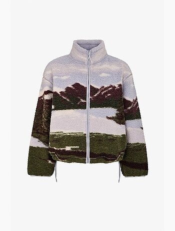 Veste sherpa à imprimé landscape et manches longues penti