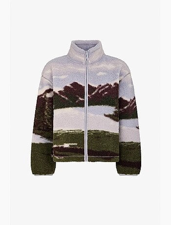 Veste sherpa à imprimé landscape et manches longues penti