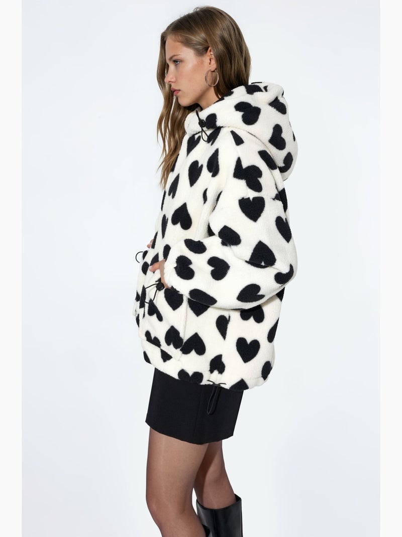 Veste sherpa à motif cœur hiccup Blanc cassé - Kiabi