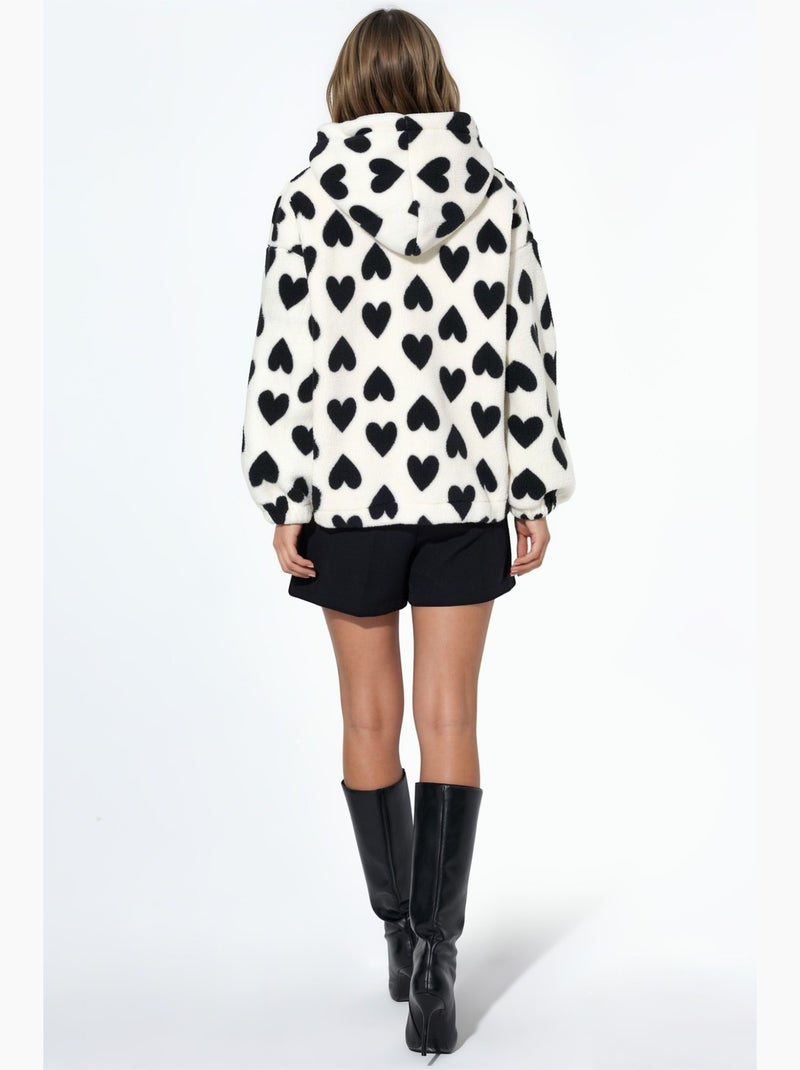 Veste sherpa à motif cœur hiccup Blanc cassé - Kiabi