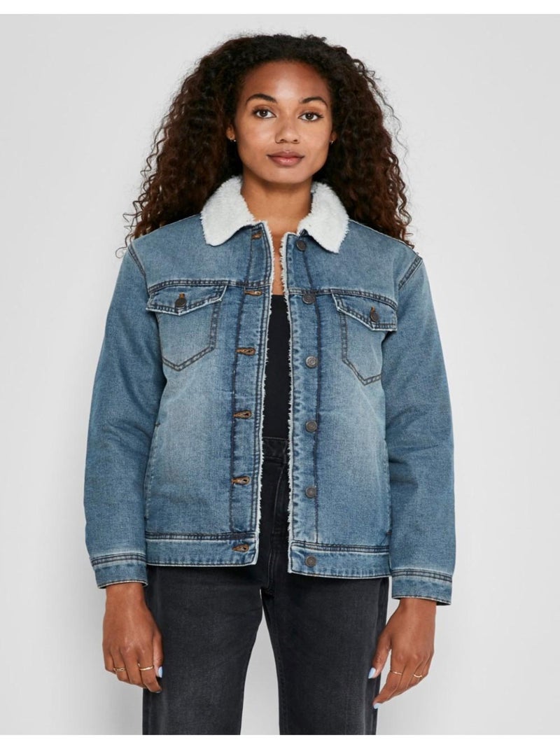 Veste sherpa en denim Noisy May Bleu - Kiabi