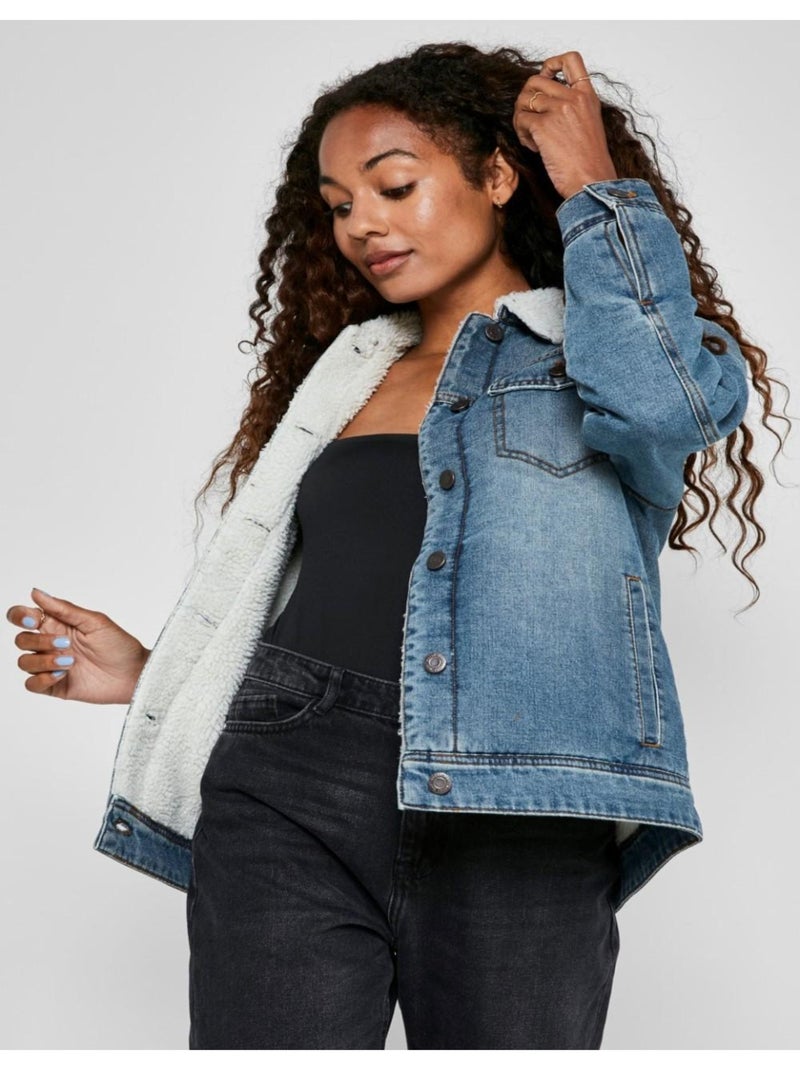 Veste sherpa en denim Noisy May Bleu - Kiabi