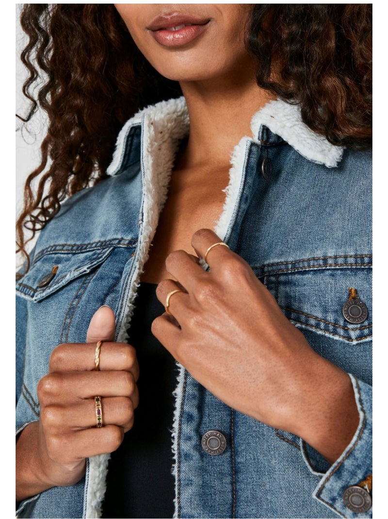 Veste sherpa en denim Noisy May Bleu - Kiabi