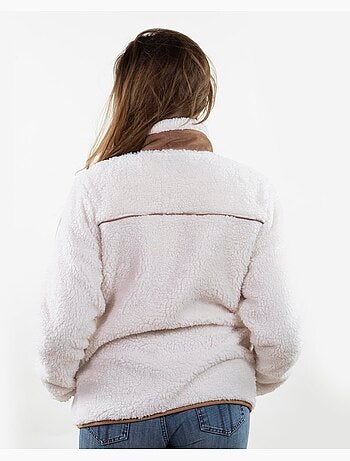 Veste sherpa femme manches longues écru isotoner