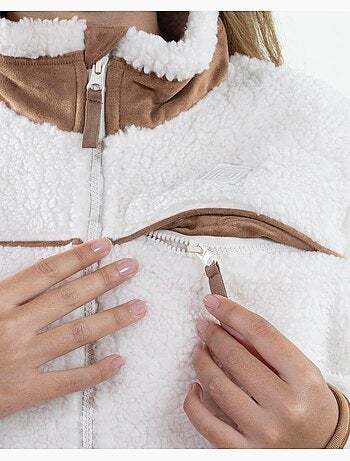 Veste sherpa femme manches longues écru isotoner