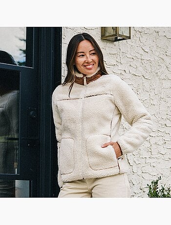 Veste sherpa femme manches longues écru isotoner