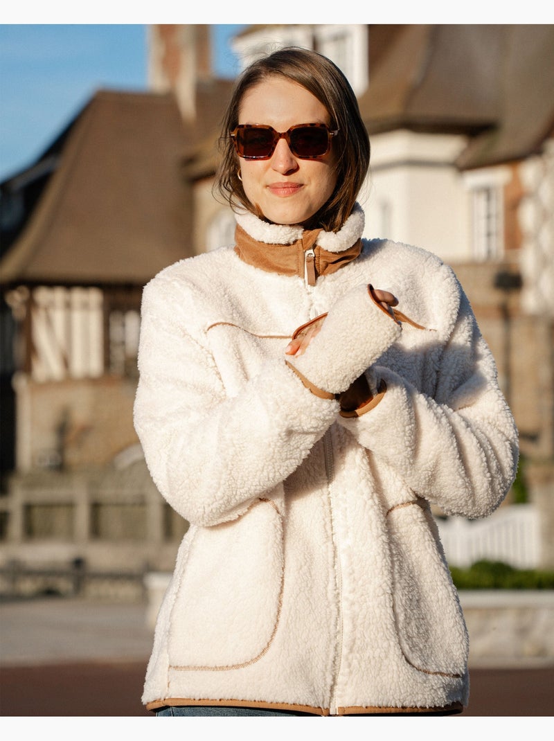 Veste sherpa femme manches longues écru isotoner Ecru - Kiabi