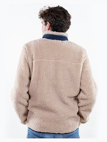 Veste sherpa homme manches longues beige isotoner