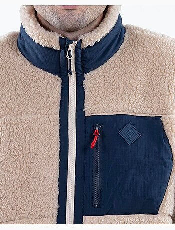 Veste sherpa homme manches longues beige isotoner