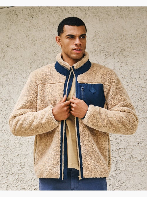 Veste sherpa homme manches longues beige isotoner - Kiabi Veste sherpa homme manches longues beige isotoner - Kiabi