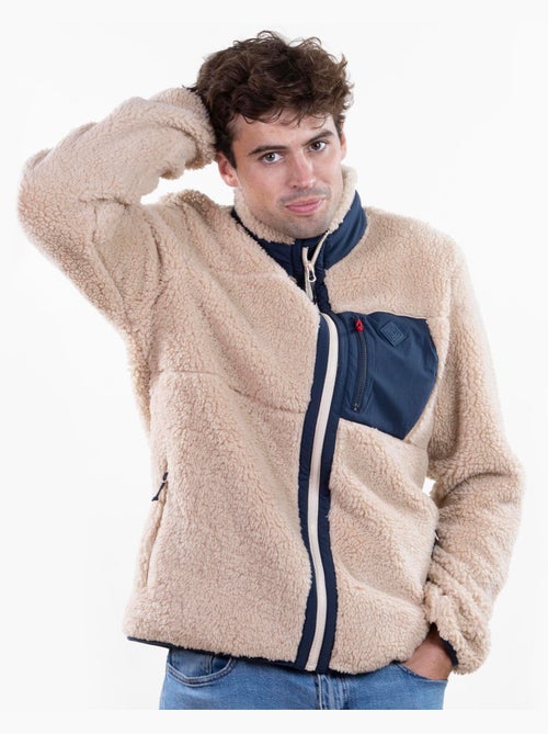 Veste sherpa homme manches longues beige isotoner - Kiabi Veste sherpa homme manches longues beige isotoner - Kiabi