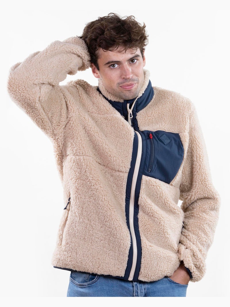 Veste sherpa homme manches longues beige isotoner Beige - Kiabi