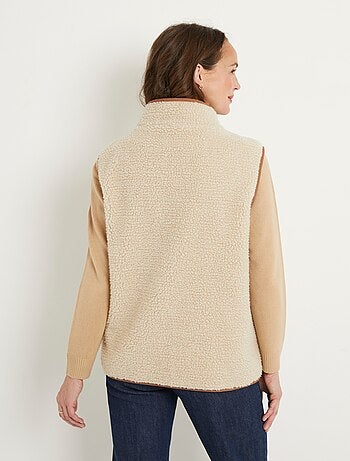 Veste sherpa sans manches col montant