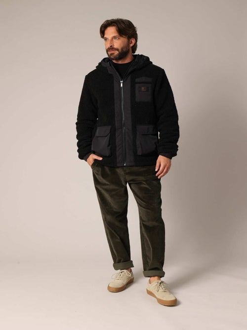 Veste Sherpa zippée avec capuche et bordures contrastées 'Deeluxe' - Kiabi