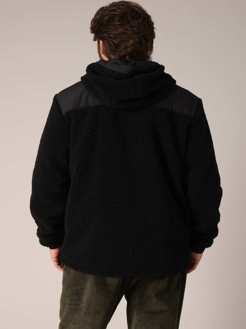Veste Sherpa zippée avec capuche et bordures contrastées 'Deeluxe' Noir - Kiabi