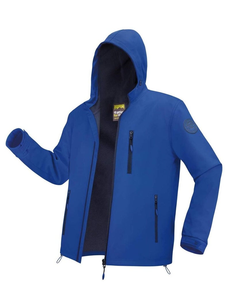 Veste SoftShell à Capuche Doublée Micropolaire   - ATLAS FOR MEN Bleu marine - Kiabi