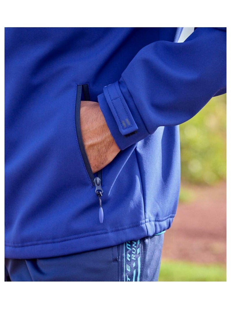 Veste SoftShell à Capuche Doublée Micropolaire   - ATLAS FOR MEN Bleu marine - Kiabi