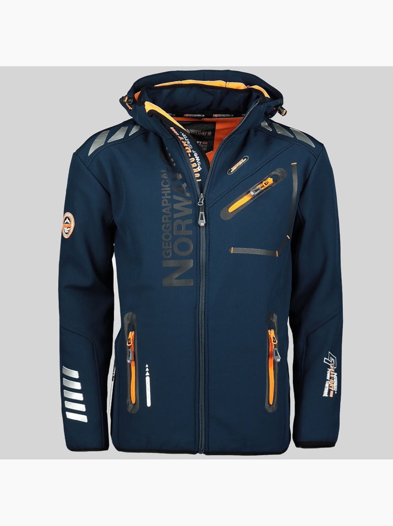 Veste softshell à capuche royaute – geographical norway Bleu marine/Orange fluo - Kiabi