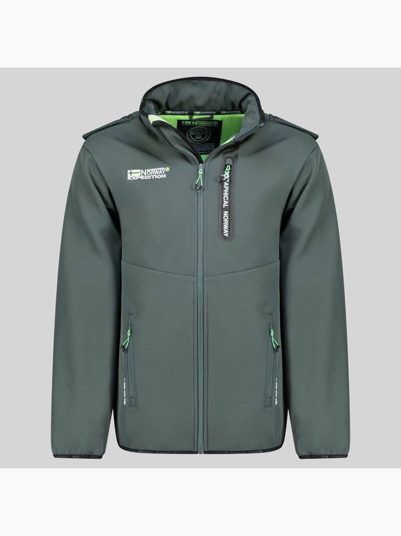 Veste softshell à capuche toxique – geographical norway Gris Vert - Kiabi