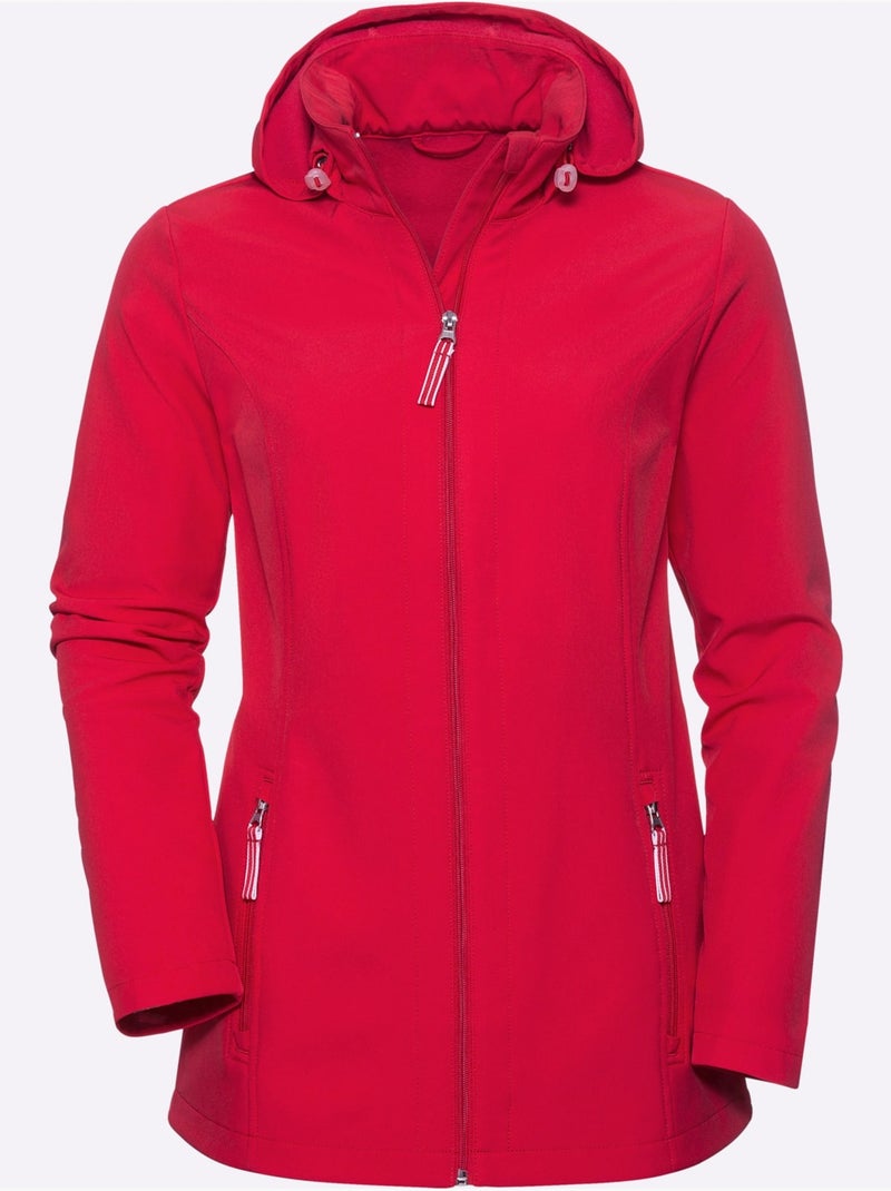 Veste softshell avec col montant et capuche à coulisse - Taille standard - Moda Vilona Rouge - Kiabi