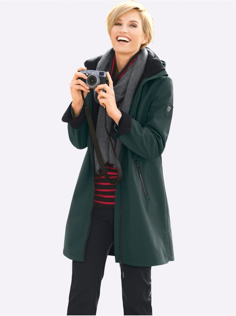 Veste softshell capuche amovible réglable en largeur - taille courte - witt Bleu pétrole - Kiabi