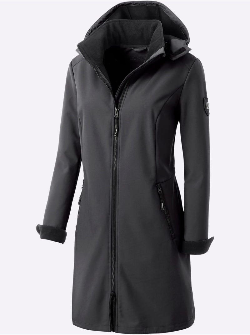 Veste Softshell Capuche Amovible Réglable En Largeur - Taille Courte - Witt gris anthracite - Kiabi