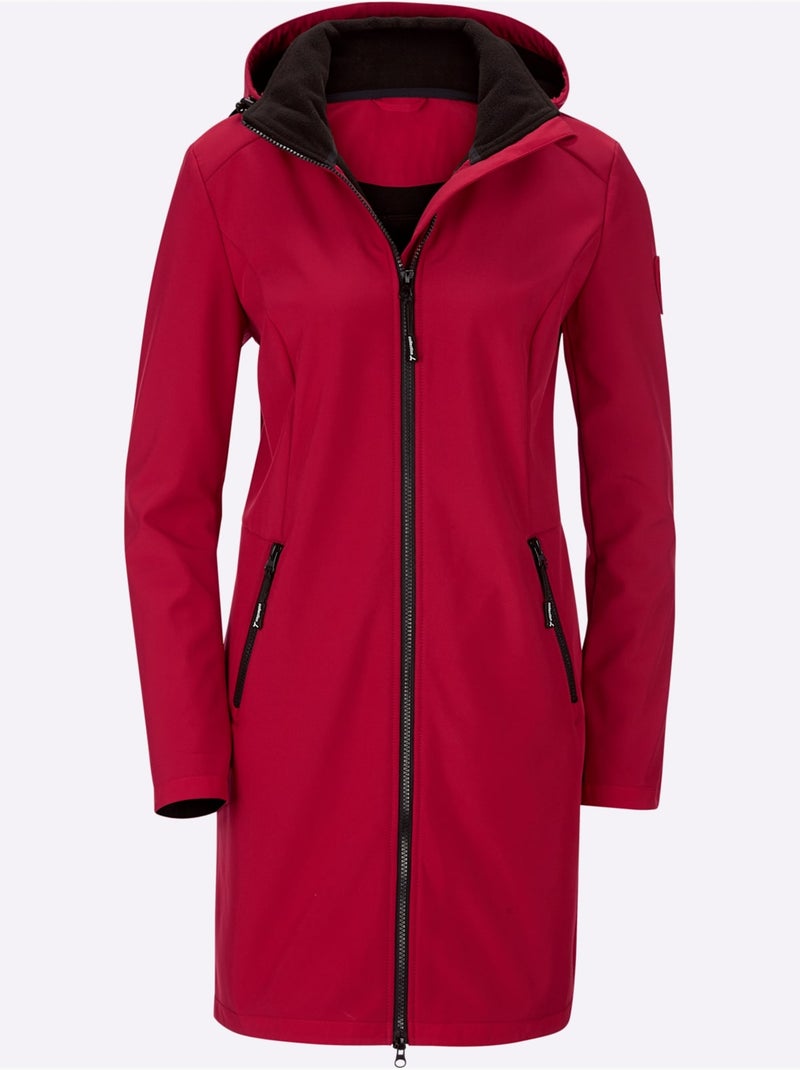 Veste Softshell Capuche Amovible Réglable En Largeur - Taille Courte - Witt Rouge - Kiabi