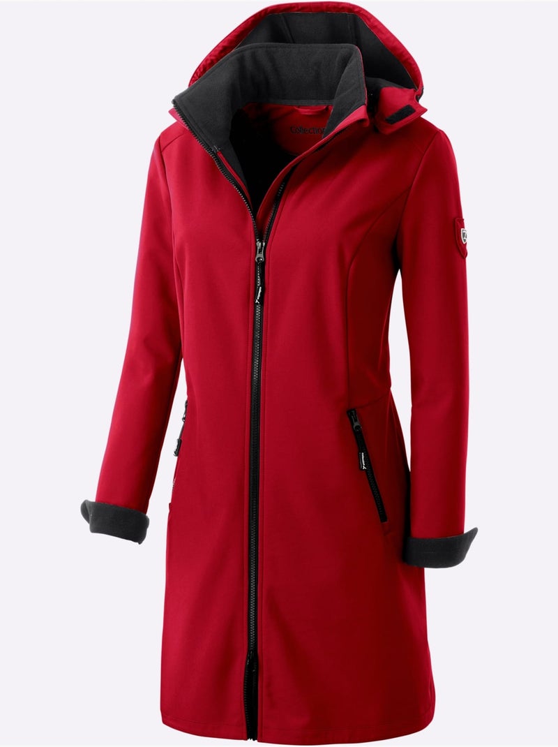 Veste Softshell Capuche Amovible Réglable En Largeur - Taille Standard - Witt Rouge - Kiabi