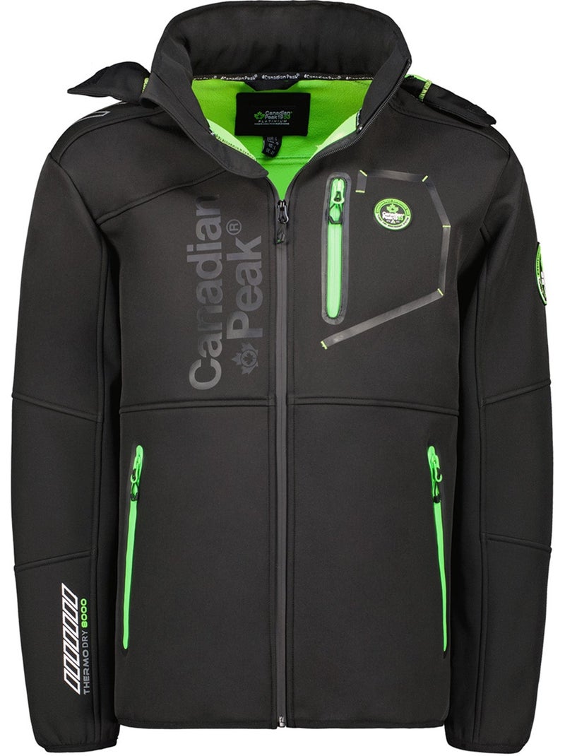 Veste softshell coupe-vent à capuche royauteak – canadian peak Noir Vert - Kiabi