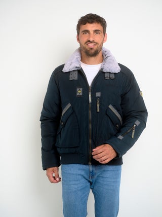 Veste style aviateur col montant fourré