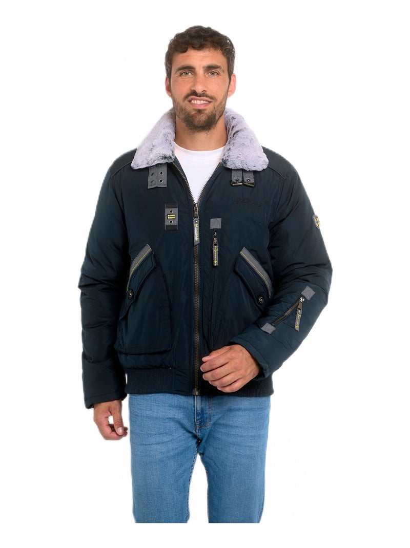 Veste style aviateur col montant fourré Noir - Kiabi