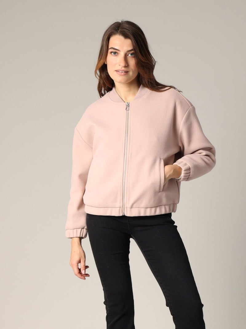 Veste style bomber en tissu doux  'Deeluxe' Rose clair - Kiabi