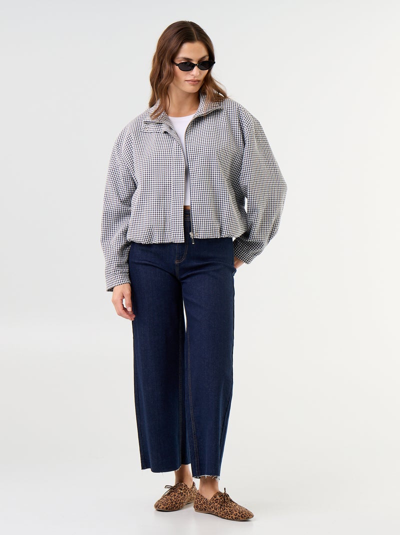 Veste style bombers à carreaux Bleu - Kiabi