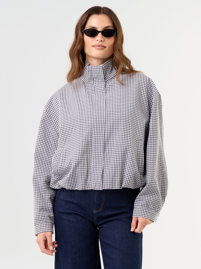 Veste style bombers à carreaux Bleu - Kiabi