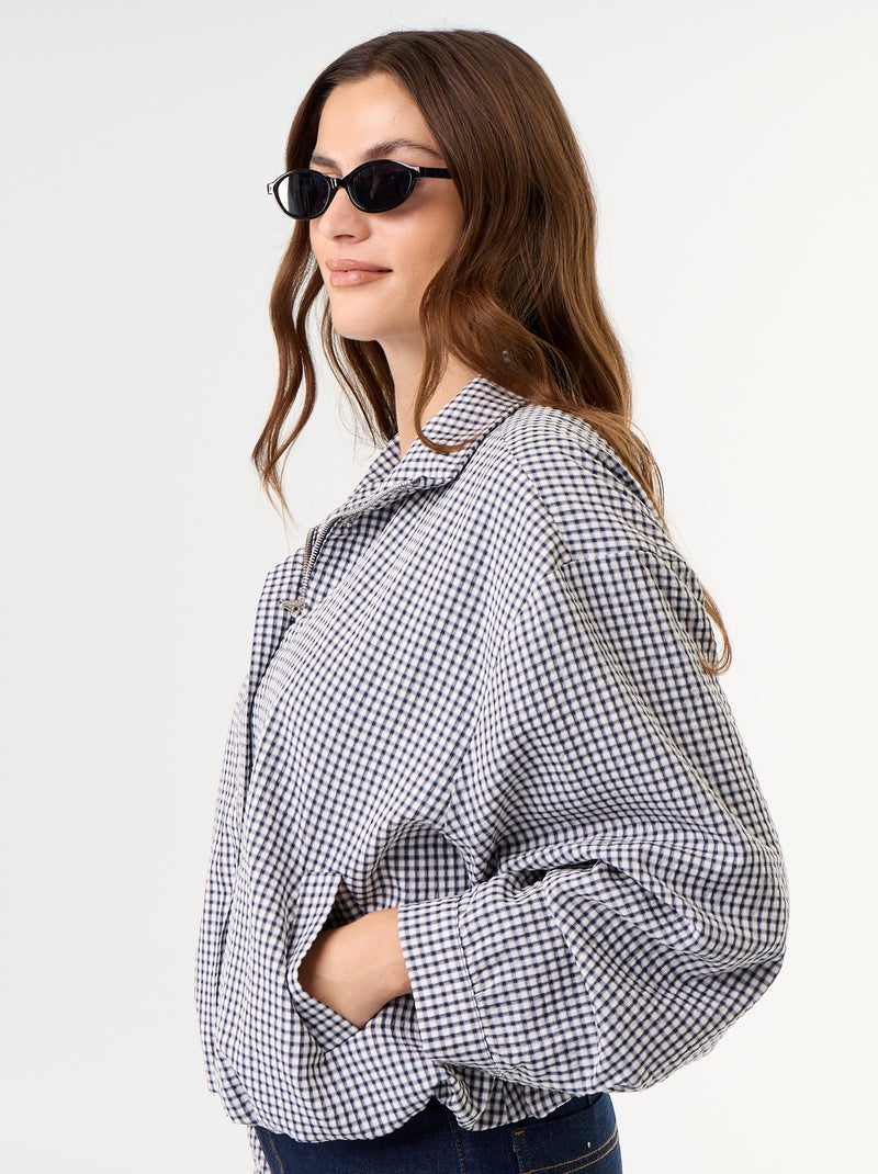 Veste style bombers à carreaux Bleu - Kiabi