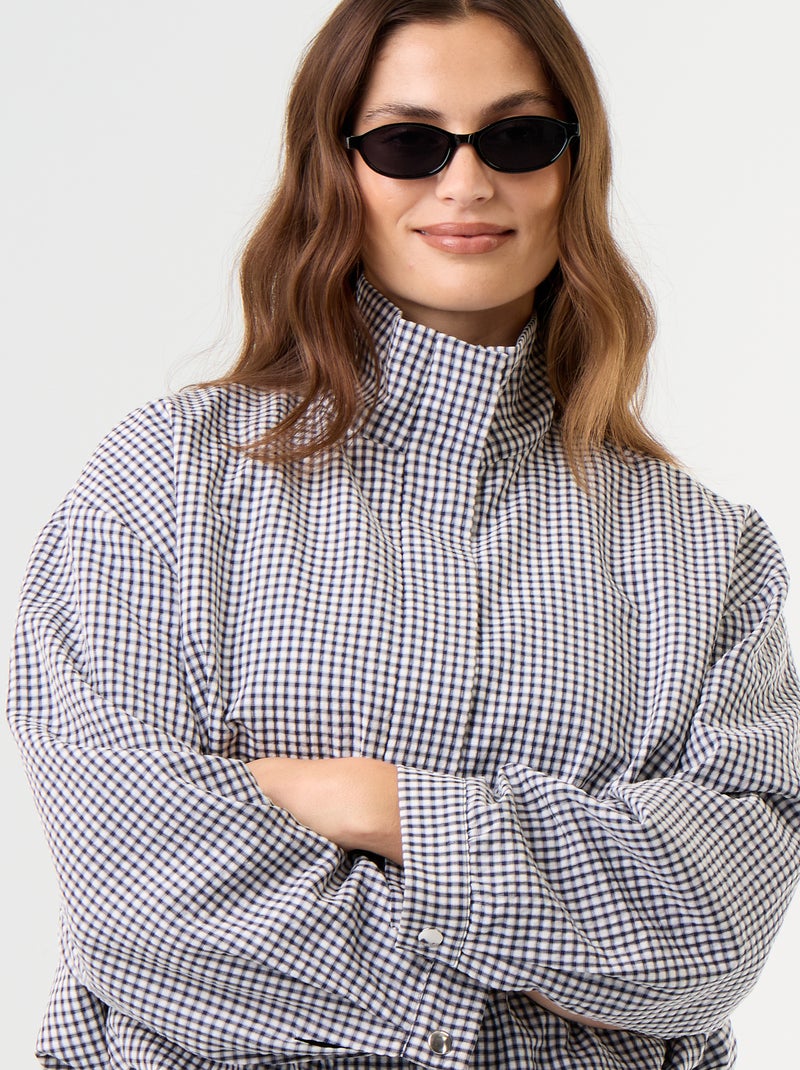 Veste style bombers à carreaux Bleu - Kiabi