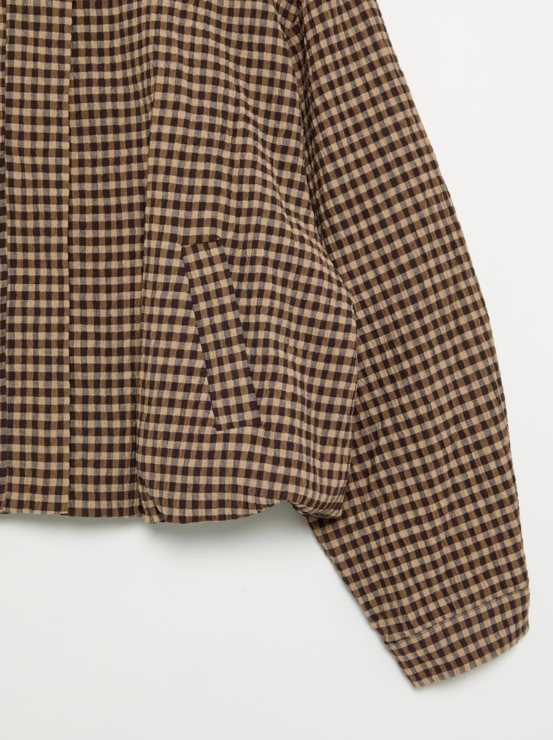 Veste style style bombers à carreaux Marron - Kiabi
