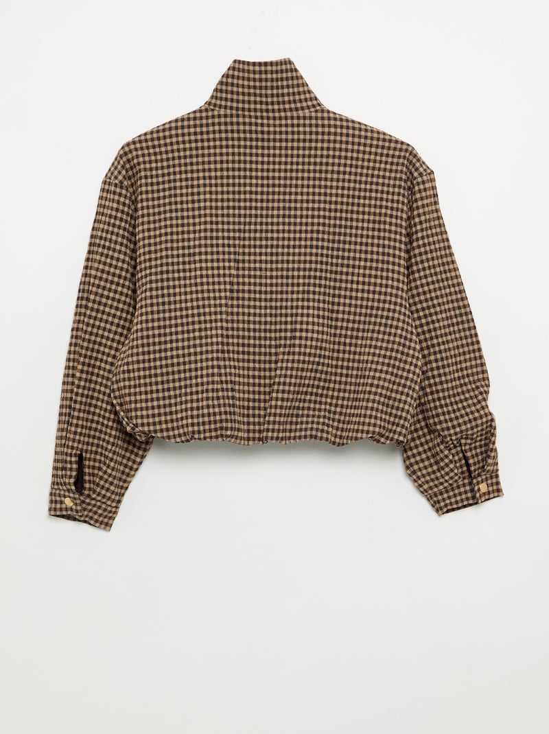 Veste style style bombers à carreaux Marron - Kiabi