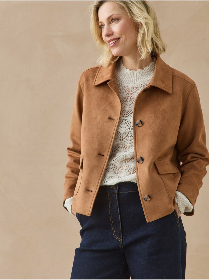 Veste suédine femme - daxon Camel - Kiabi